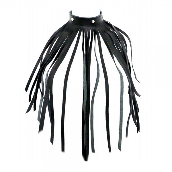 The Red Leather Fringe Necklace Collar